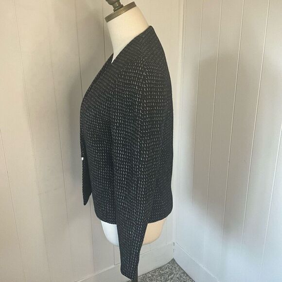 Vintage 80s Eric Sands Women’s Medium Black Tweed Hidden Button Blazer Jacket - Picture 8 of 11